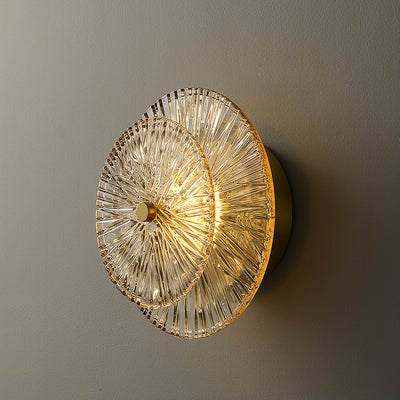 Modern Minimalist Round Glass Copper LED Wall Sconce Lamp For Living Room