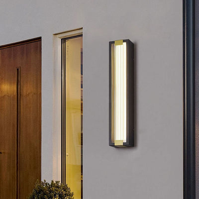 Modern Luxury Rectangle Acrylic Stainless Steel Waterproof LED Wall Sconce Lamp For Outdoor Patio