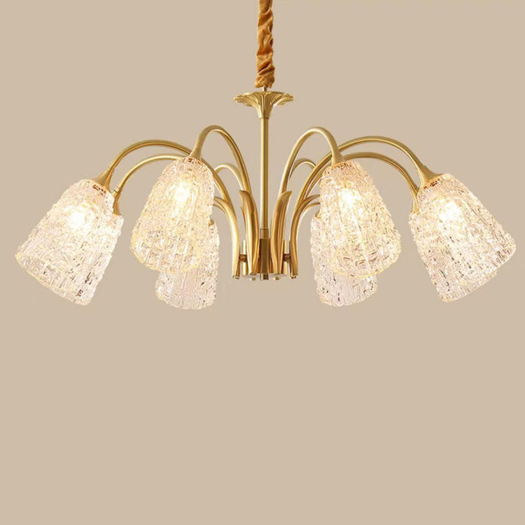 Zeitgenössischer Luxus-Kronleuchter aus rundem Kupferglas mit 3/5/6/8 Lichtern für Wohnzimmer 
