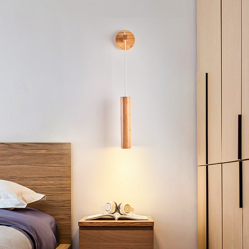 Nordic Modern Minimalist Long Strip Rubber Wood LED Wall Sconce Lamp