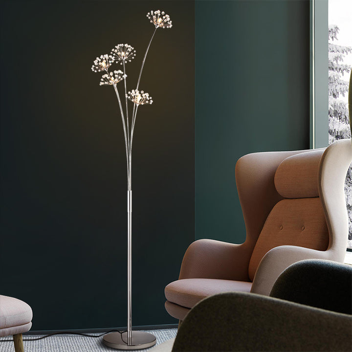 Zeitgenössische skandinavische Löwenzahn-Eisen 3/5 Stehende Stehlampe für Wohnzimmer 