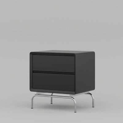 Table de chevet rectangulaire en bois et acier inoxydable minimaliste moderne à 2 tiroirs pour salon 