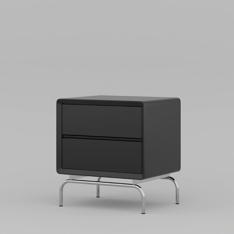 Table de chevet rectangulaire en bois et acier inoxydable minimaliste moderne à 2 tiroirs pour salon 