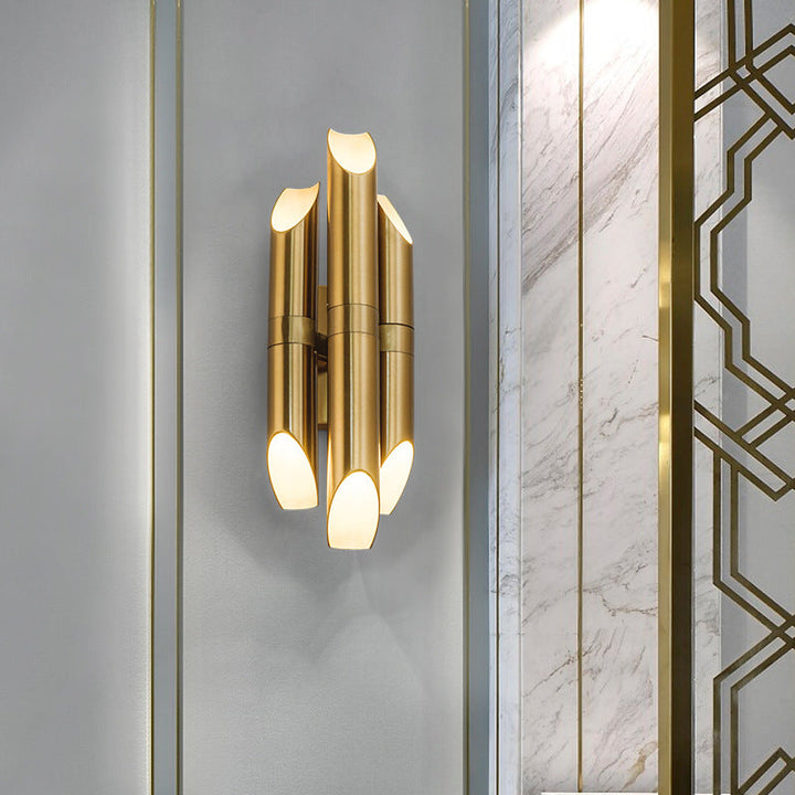 Lámpara Aplique de Pared de 3 Luces con Pantalla Cilíndrica de Hierro de Lujo Moderno para Sala de Estar 