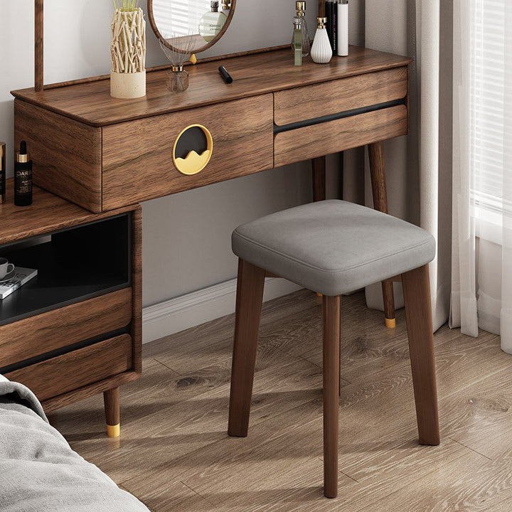 Moderner minimalistischer gepolsterter Esszimmerstuhl aus Sperrholz und Buchenholz mit Stoffbezug in Tech-Optik für das Esszimmer 