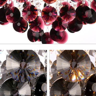 Lustre à 4 lumières avec cadre argenté et boule de cristal raisin de luxe moderne pour salon 