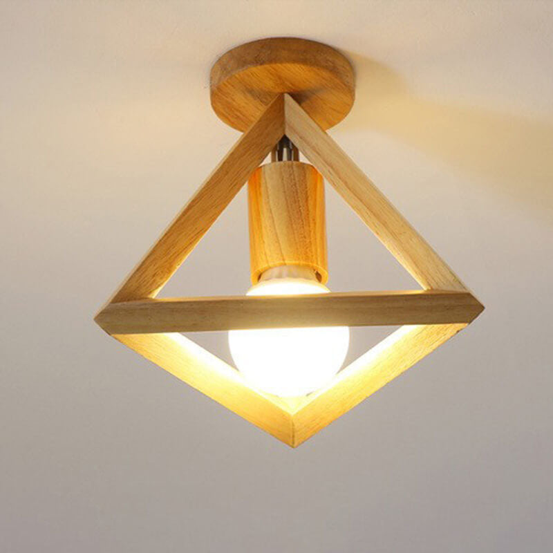 Japanischer minimalistischer hohler geometrischer Würfel 1-Licht Semi-Flush-Mount-Deckenleuchte 