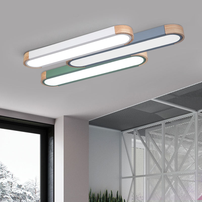 Contemporáneo Escandinavo Lámpara de Techo Empotrada LED Acrílico de Tronco Ovalado Largo de Hierro para Dormitorio 