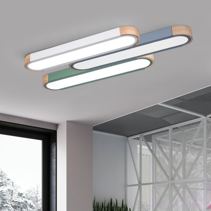 Contemporáneo Escandinavo Lámpara de Techo Empotrada LED Acrílico de Tronco Ovalado Largo de Hierro para Dormitorio 