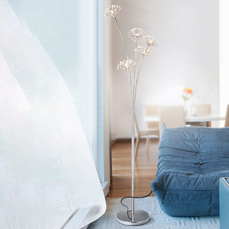 Zeitgenössische skandinavische Löwenzahn-Eisen 3/5 Stehende Stehlampe für Wohnzimmer 