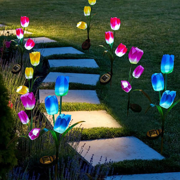Contemporary Creative Outdoor Solar Tulip LED Waterproof Lawn Ground Decorative Insert Landscape Light
