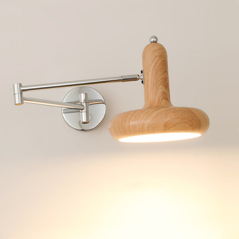 Applique murale contemporaine scandinave en fer métallique rond hémisphérique à bras réglable 1 lumière pour chevet 
