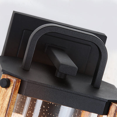 Lámpara Aplique de Pared Exterior de 1 Luz de Vidrio y Aluminio Hierro Rectangular de Simplicidad Moderna para Patio Exterior 