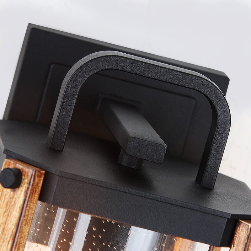 Lámpara Aplique de Pared Exterior de 1 Luz de Vidrio y Aluminio Hierro Rectangular de Simplicidad Moderna para Patio Exterior 