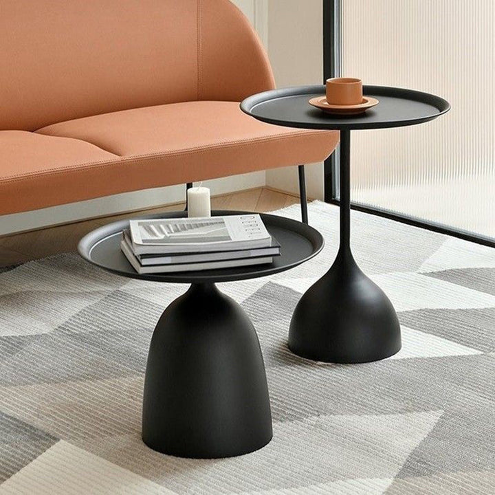 Moderner minimalistischer runder Zylinderfuß Eisen Beistelltisch 1-Tablett für Wohnzimmer 