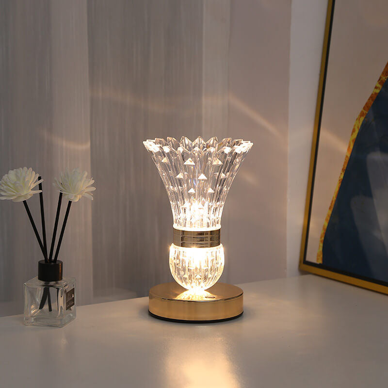 Lampe de table USB LED à base de matériel en forme de vase acrylique créatif nordique 