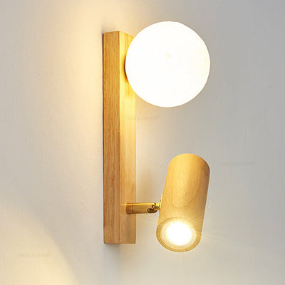 Applique murale contemporaine scandinave rectangulaire en bois PE LED pour chambre à coucher 
