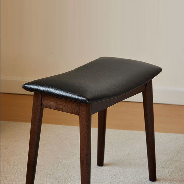 Modern Minimalist Rectangular Soft PU Leather Wood Vanity Stool For Bedroom
