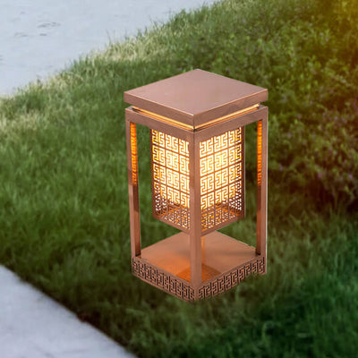 Traditional Chinese Outdoor Square Column LED Waterproof Lawn Landscape Light For Garden