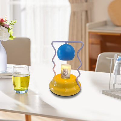 Lampe de table contemporaine en fer créatif en forme de champignon avec base en céramique à 1 lumière pour faire fondre de la cire pour chambre à coucher 
