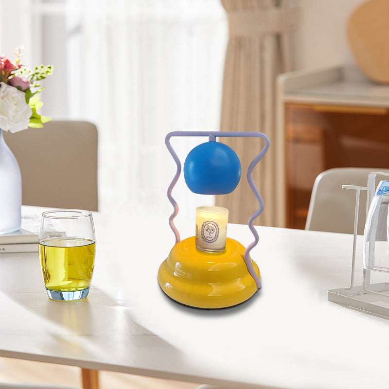 Lampe de table contemporaine en fer créatif en forme de champignon avec base en céramique à 1 lumière pour faire fondre de la cire pour chambre à coucher 