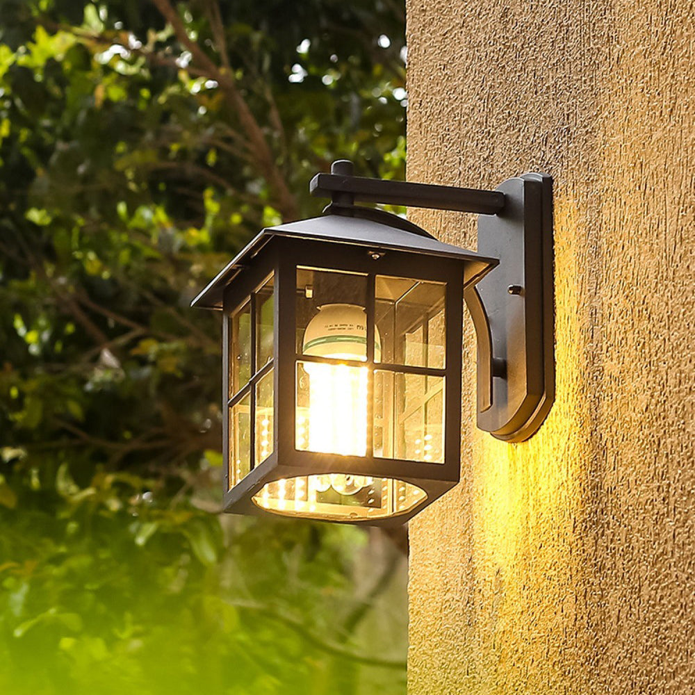 Modern Simplicity Waterproof Aluminum Square Glass Shade 1-Light Wall Sconce Lamp For Outdoor Patio