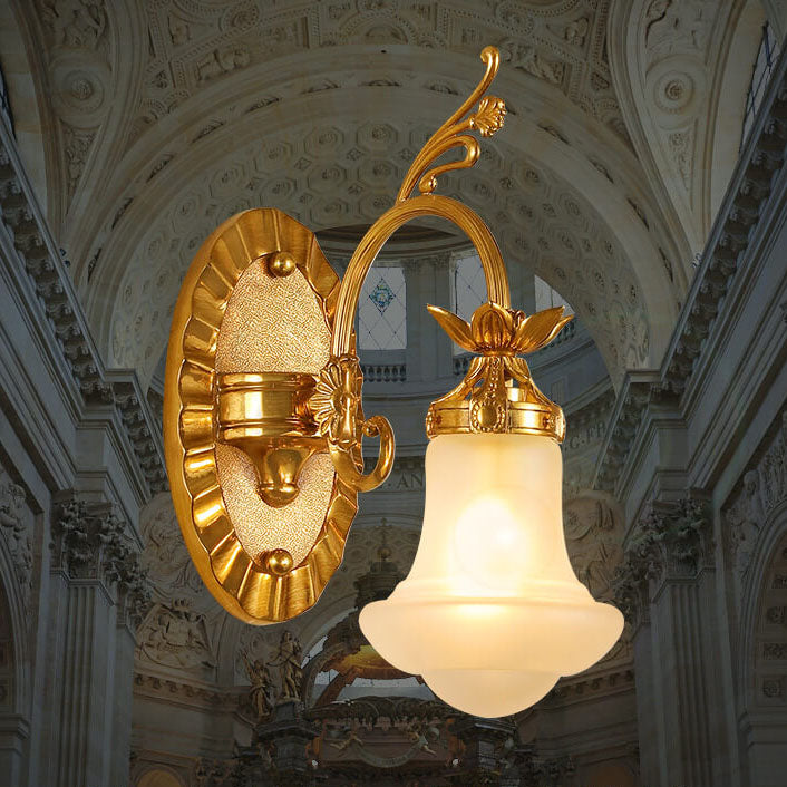 Französische Moderne Luxus Blume Alle Kupfer Glas 1-Licht Wandleuchte 