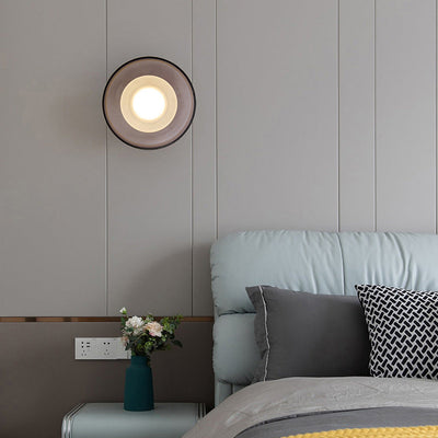 Contemporary Scandinavian Round Hardware Glass LED Semi-Flush Mount Ceiling Light For Living Room