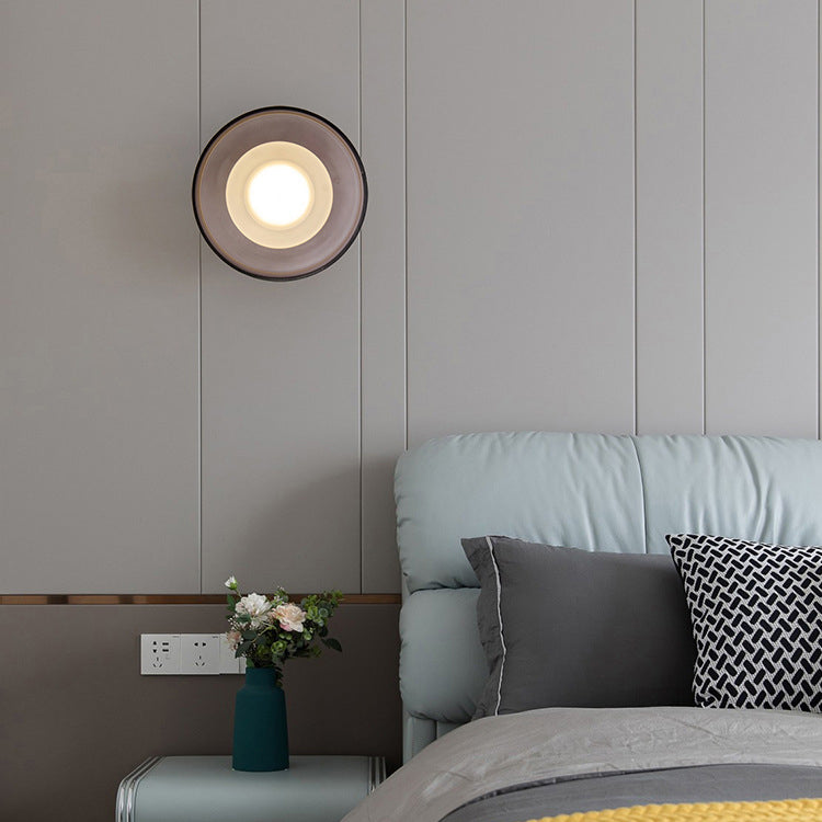 Contemporary Scandinavian Round Hardware Glass LED Semi-Flush Mount Ceiling Light For Living Room