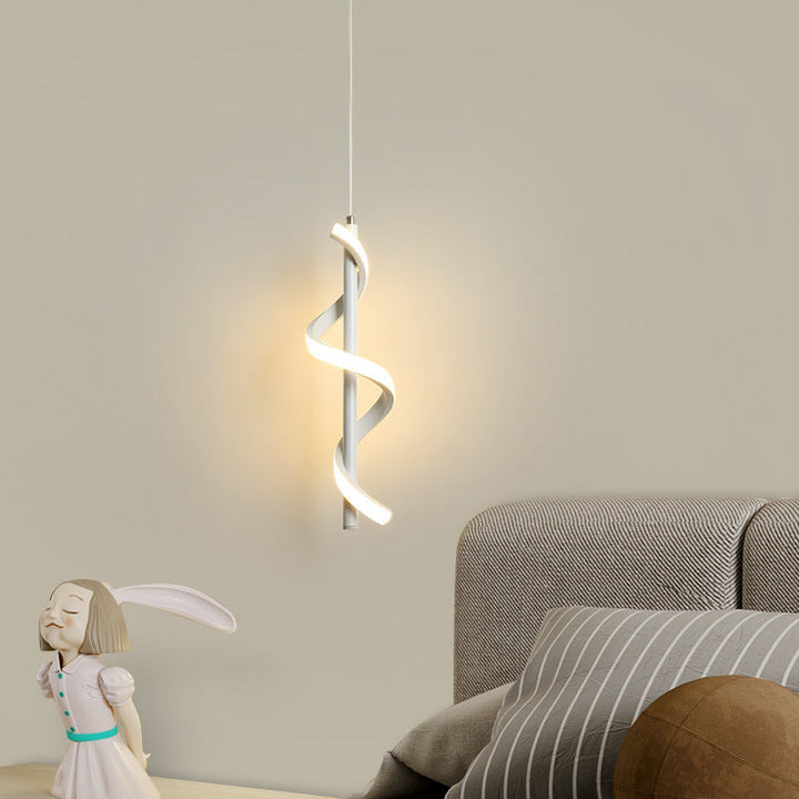 Lustre à LED en spirale en aluminium minimaliste moderne avec bande en silicone pour salon 
