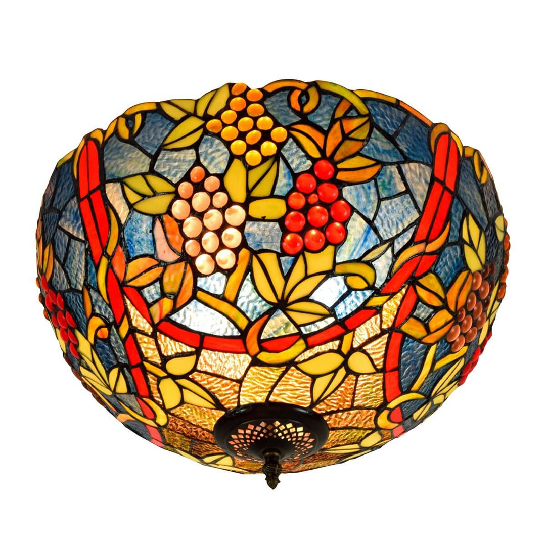 Tiffany Vintage Traube Dekorative Buntglas 5-Licht Deckenleuchte 