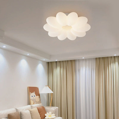 Zeitgenössische kreative florale Eisen PVC LED Semi-Flush Mount Deckenleuchte für Wohnzimmer 