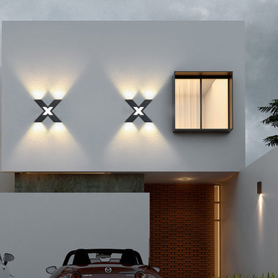 Modern Waterproof Letter X Shaped LED 4-Light Outdoor Wall Sconce Lamp