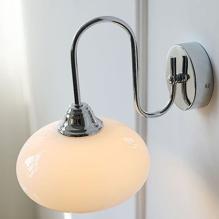Contemporary Nordic Round Dome Iron Glass 1-Light Wall Sconce Lamp For Bedroom