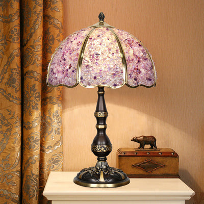 Moderne Luxus-Halbkugel-Schirm Tischlampe aus Vollkupfer mit Kristall und 1 Licht für das Schlafzimmer 