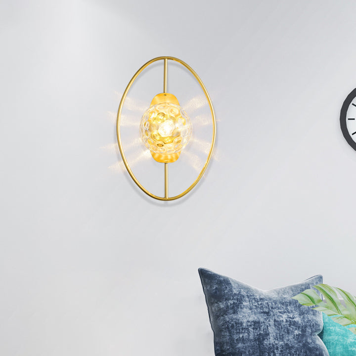 Applique murale contemporaine nordique en fer et verre ovale à 1 lumière pour chevet 