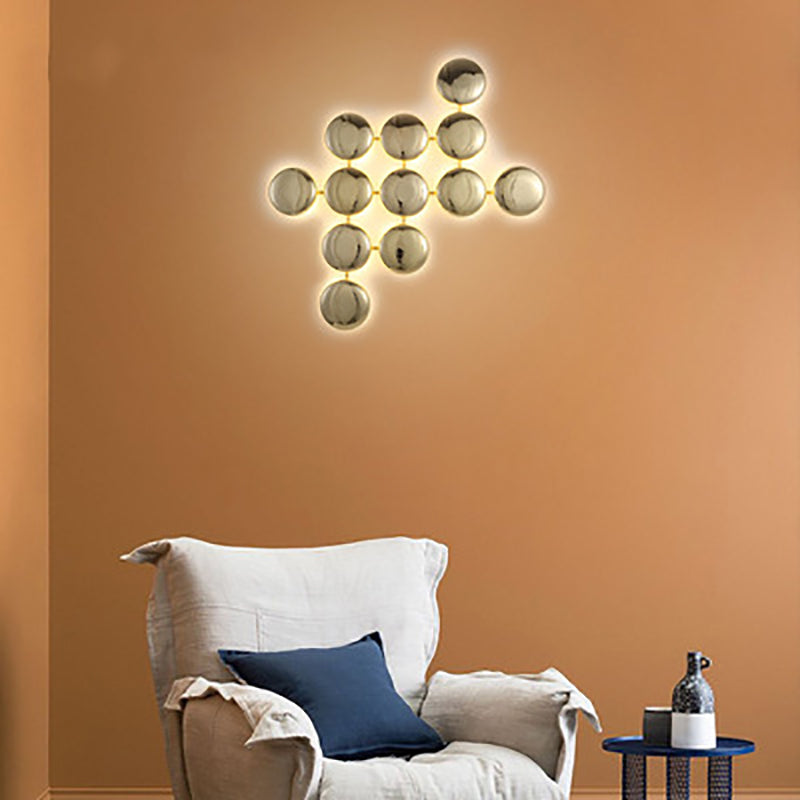 Lámpara de aplique de pared contemporánea de lujo de círculo redondo de titanio con 10/14/24 luces para pasillo 