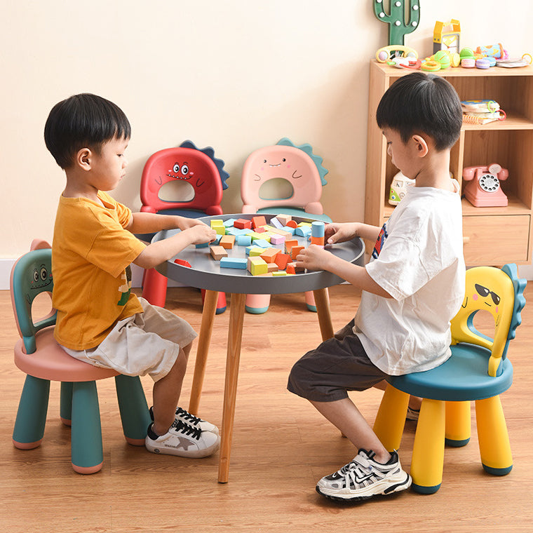 Tabouret rond en plastique pour enfants créatif contemporain avec dossier en forme de dinosaure pour le salon 
