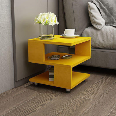 Table d'appoint contemporaine avec plateau carré en cube à 3 niveaux pour chevet 