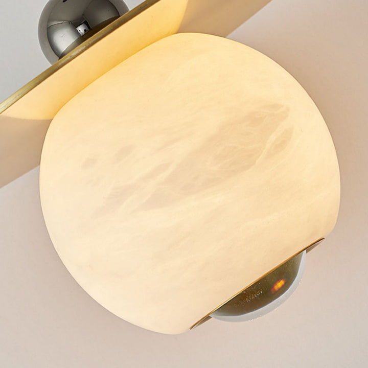 Lustre à LED en globe minimaliste moderne en fer cuivre marbre pour salon 