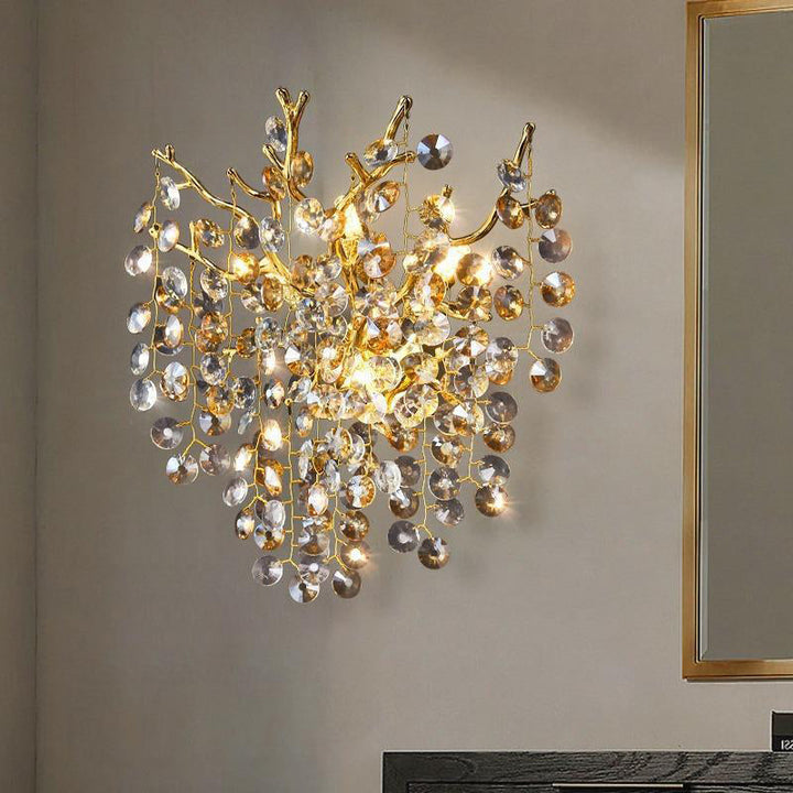 Applique murale moderne en aluminium de luxe avec cristal et perles à 2/3 lumières pour salon 