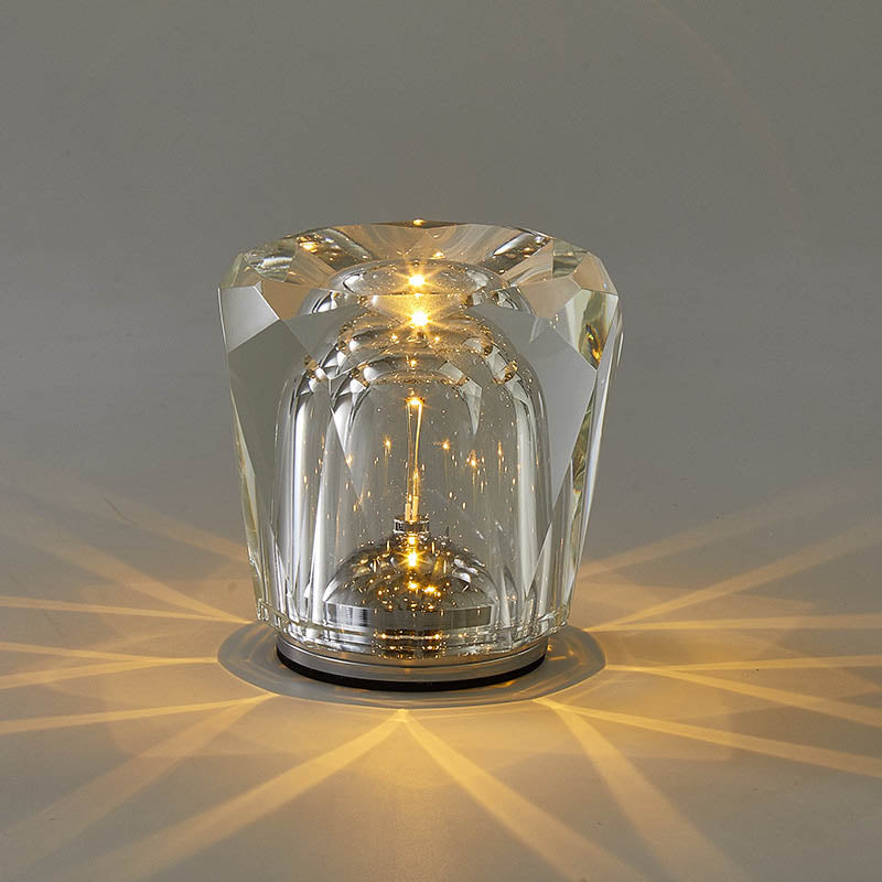 Contemporary Creative Cylinder Crystal LED Table Lamp For Bedroom