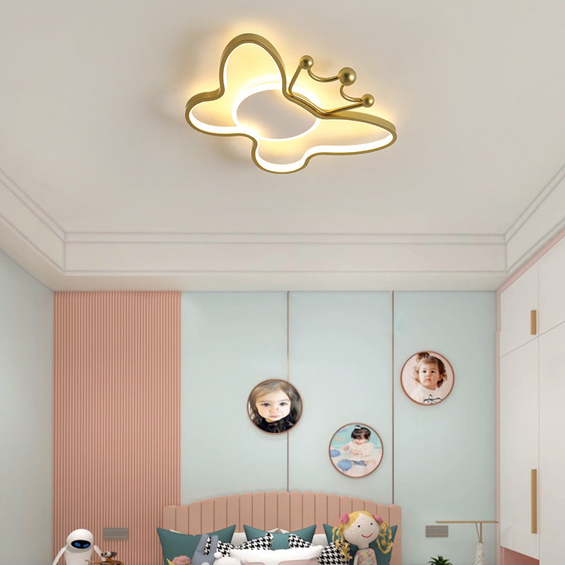 Zeitgenössische Nordic Kids Eisen Aluminium Silica Acryl Schmetterling LED Unterputz Deckenleuchte für Schlafzimmer 