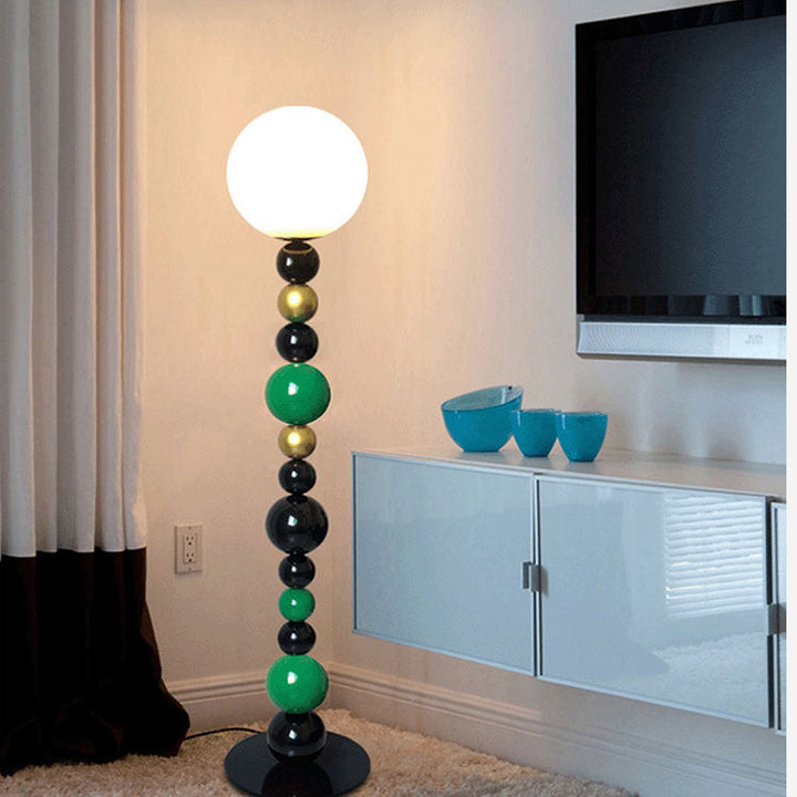Lampe de sol contemporaine nordique à orbe multicouche en fer et verre à 1 lumière pour salon 