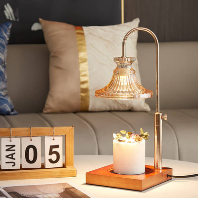 Modern Simplicity Iron Glass Flower Shape 1-Light Melting Wax Table Lamp For Bedroom
