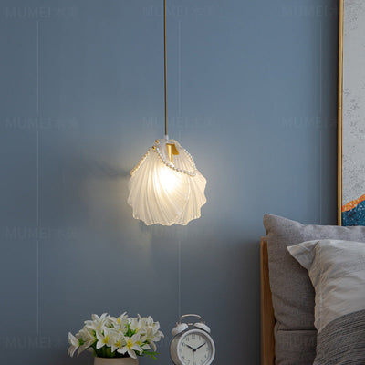 Moderne Art Deco Shell Eisen Glas 1-Licht Pendelleuchte für Schlafzimmer 
