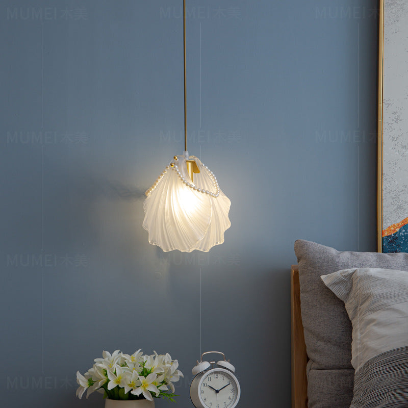 Moderne Art Deco Shell Eisen Glas 1-Licht Pendelleuchte für Schlafzimmer 