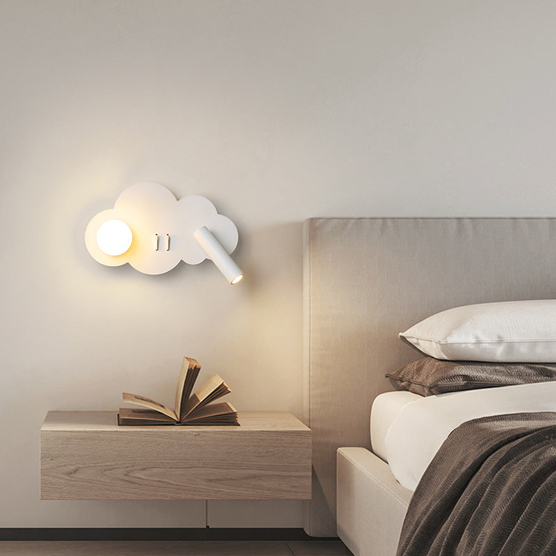 Lámpara de Aplique de Pared con Foco Giratorio LED de Forma de Nube de Acrílico y Aluminio de Simplicidad Contemporánea para Dormitorio 