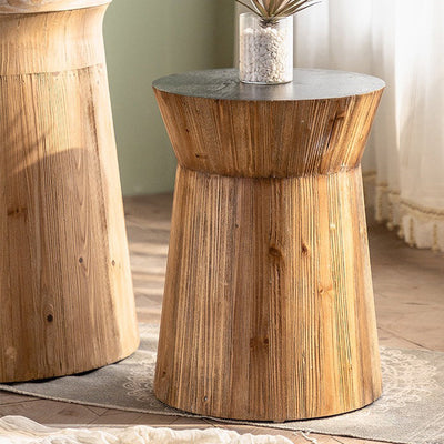 Table d'appoint en bois rustique traditionnel avec colonne en bois pour le salon 