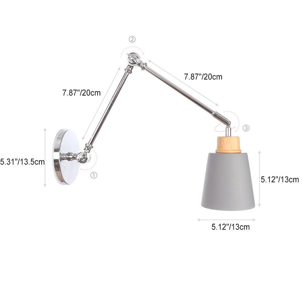 Lampe Applique Murale Moderne Minimaliste Cylindre Rétractable Fer Zinc Bois 1 Lumière Pour Chambre 